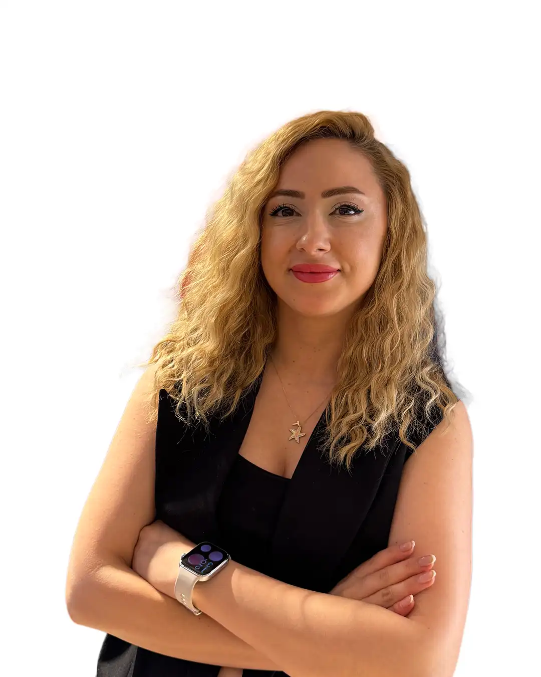 Gülümseyen bir çalışan kadının portre fotoğrafı